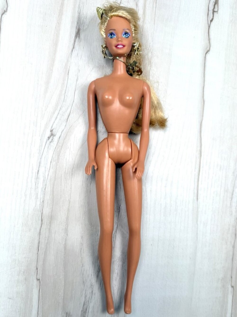 1991 MATTEL Sun Sensation Barbie Doll Nude w/ Gold Jewelry & Hair Accessory EUC